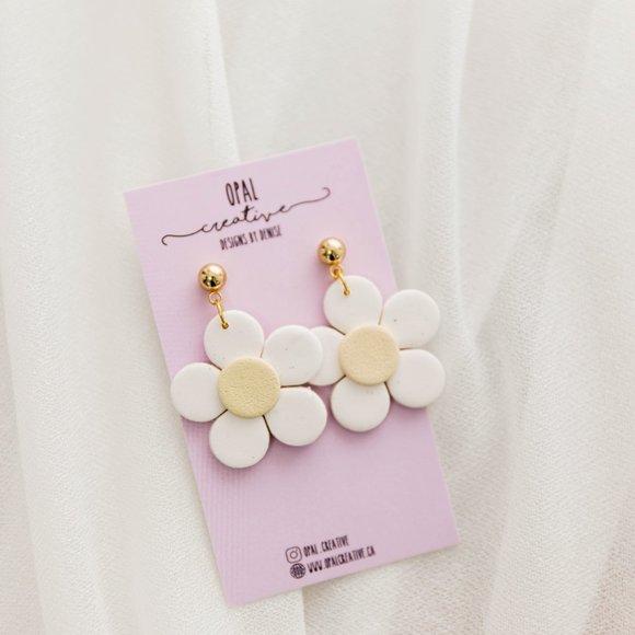 Daisy Polymer Clay Earrings - Picture 3 of 3